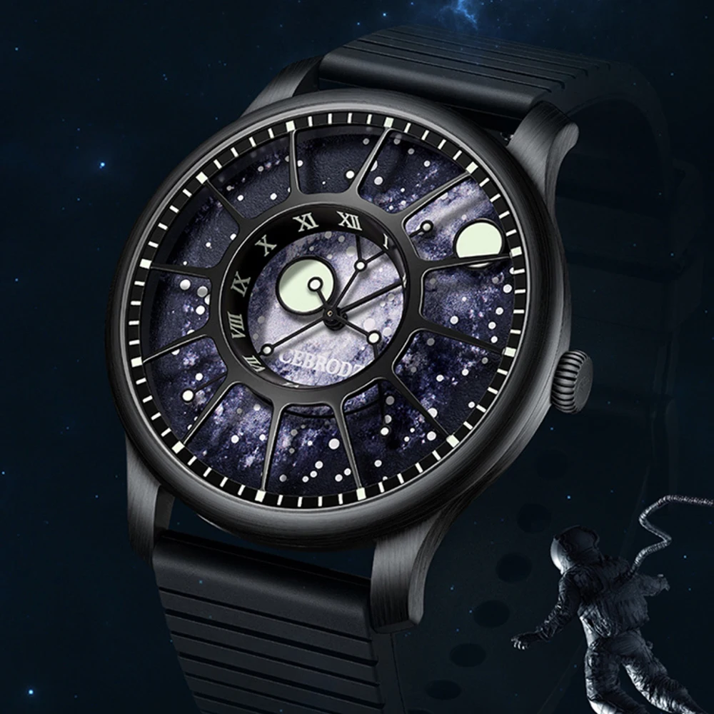 Luxury Men's Automatic Watch Space Dial Mechanical Watch Top Brand Designer 44mm Ultra Luminous Clock CEBRODZ