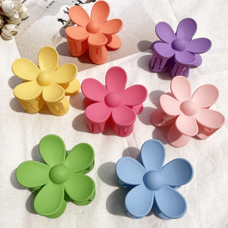 

2Pcs Small Flower Hair Claw For Women Candy Color Scrub Grap Crab Ponytail Clips Sweet Hairpins Headwear Girls Hair Accessories