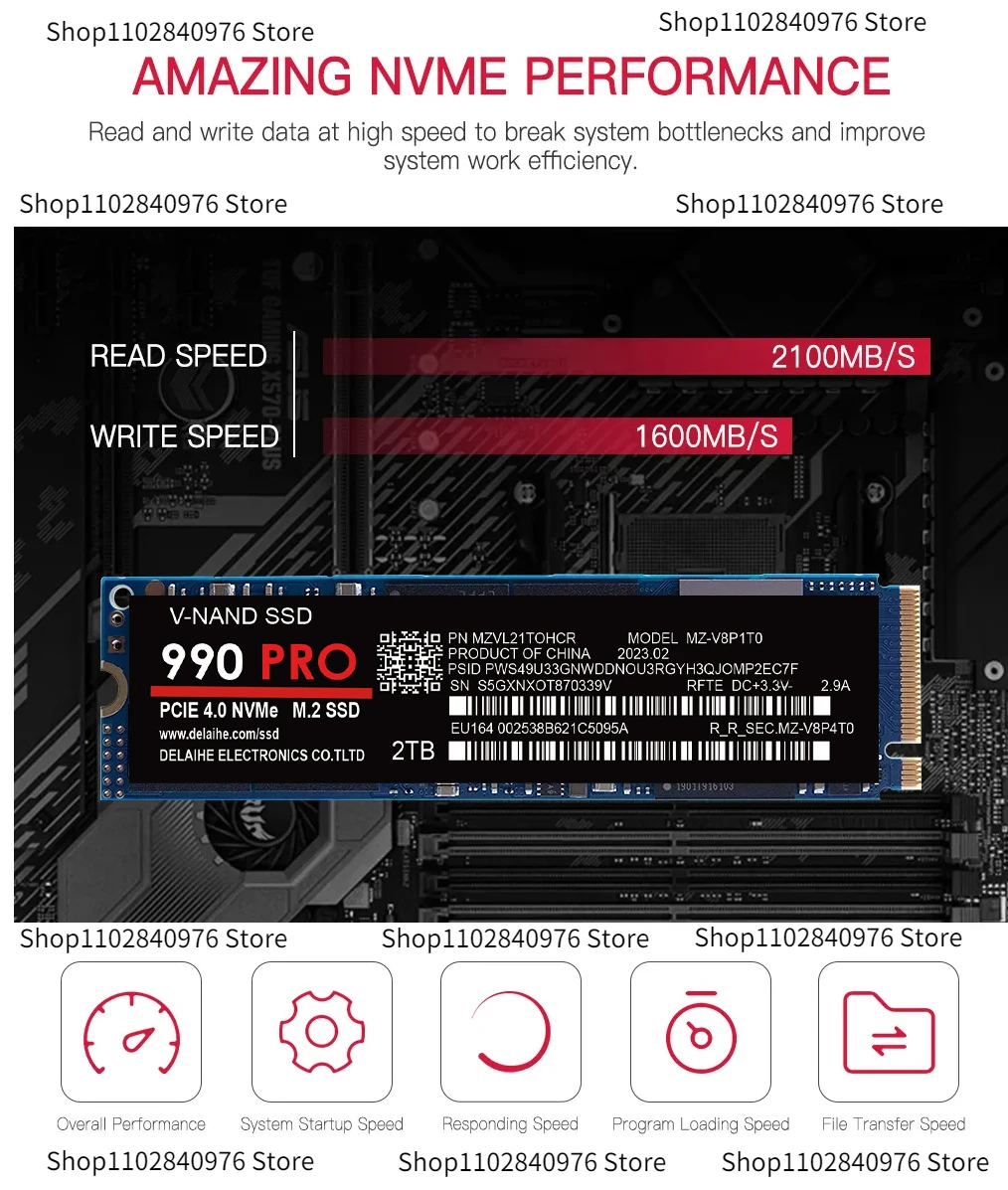 Newest Original SAM 990Pro 4TB SSD M.2 2280 PCIe 4.0 NVME Large Capacity Internal Solid State Disk for Laptop/PC/PlayStation 5