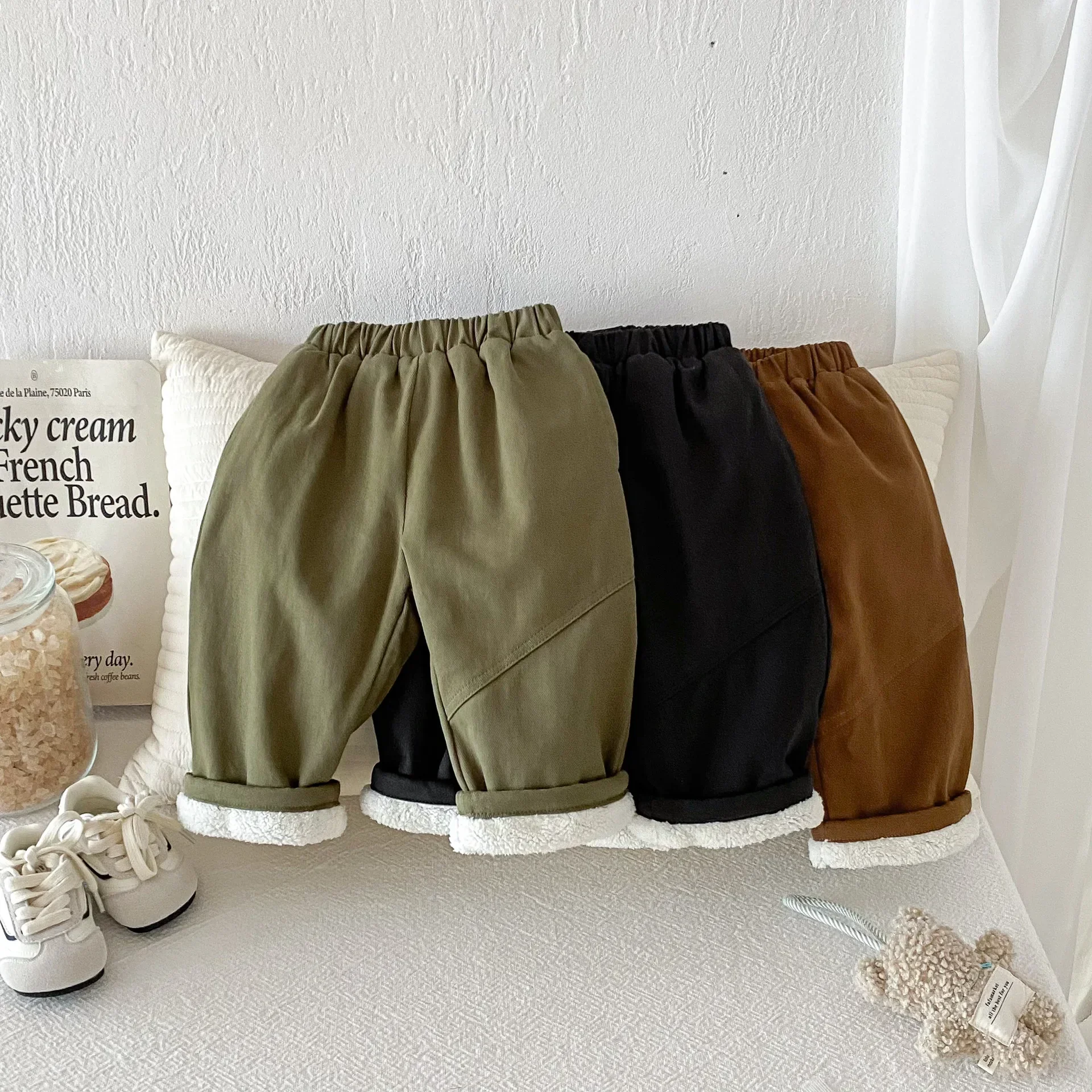 Warm Winter Kids Fleece Lined Pants for Boys and Girls