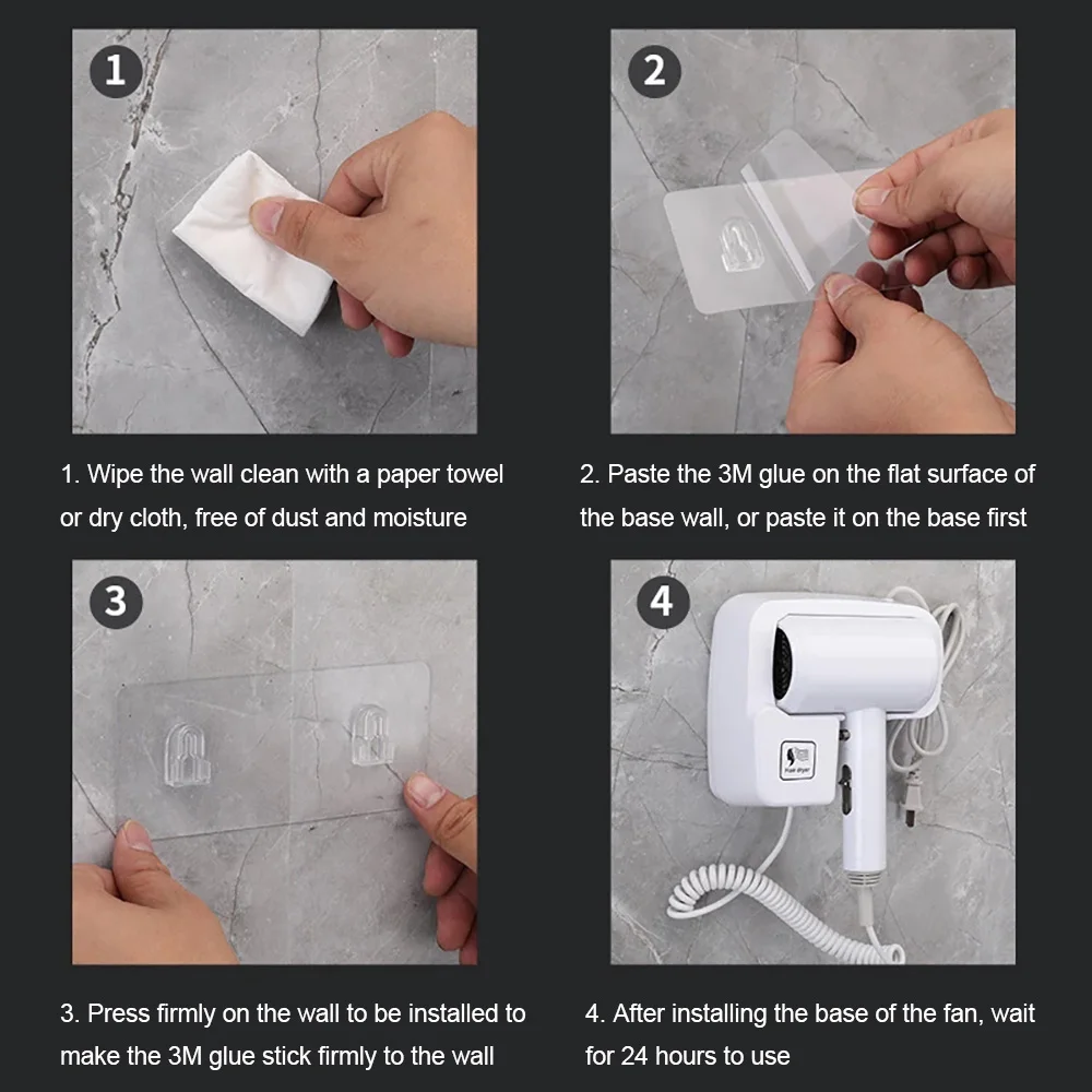Professional Hotel Hair Dryer Wall-mounted Powerful Strong Wind Bathroom Toilet Household Blow Dryer Punching with 3M Glue 6