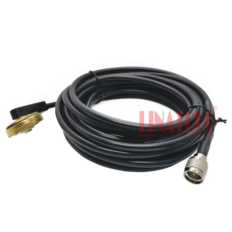 Antenna NMO Mounts Cable Kit with MINI UHF Male Connector 5 Meters RG58 Coax