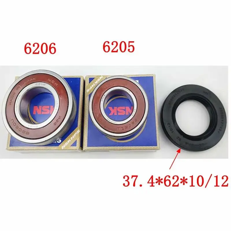 for Bosch drum washing machine Water seal（37.4*62*10/12）+bearings 2 PCs（6206 6205）
