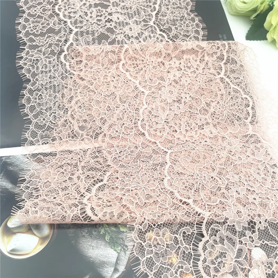 3y/lot Width 9 inch 23cm Skin Eyelash Lace Trim Non-Elastic Lingerie Sewing Craft DIY Apparel Fabric Lace Garment Material 6
