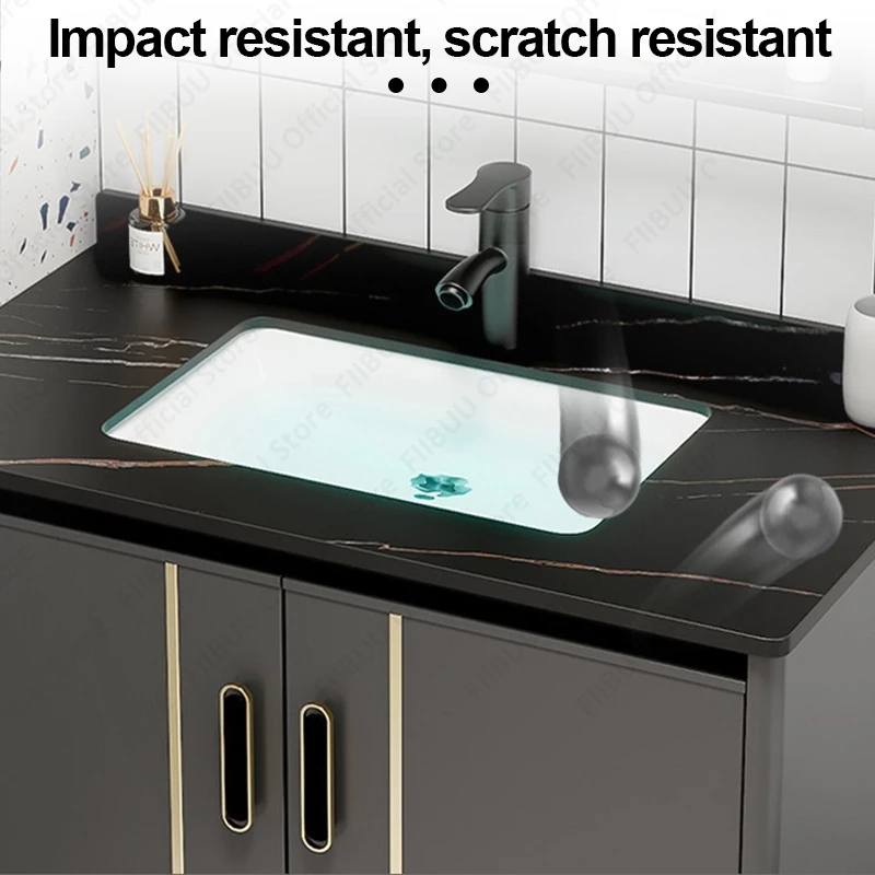 Multifunctional Bathroom Vanity Modern Cabinet Mirror Cabinet Black countertop Integrated with Ceramic Sink Bathroom Furniture