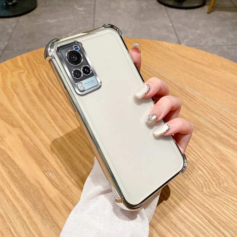 Shiny Glitter Plating Silicone Phone Case with Camera Lens Protection