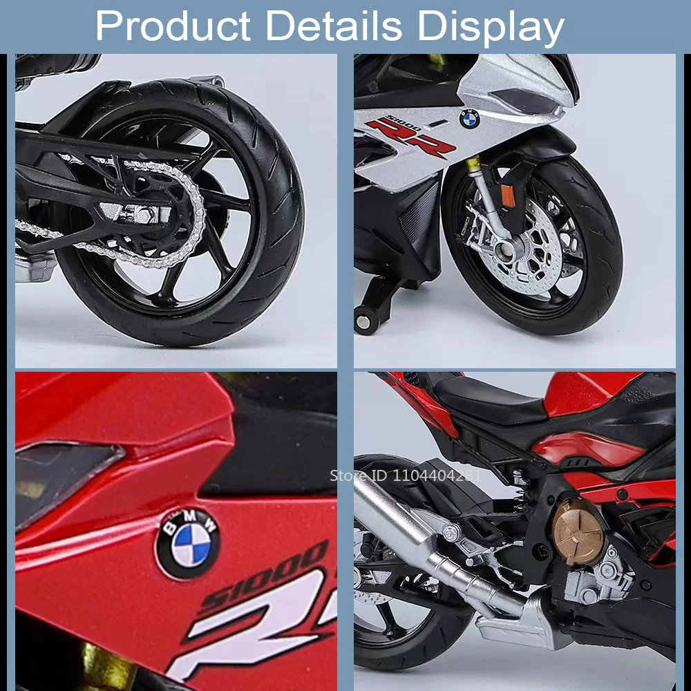 1:12 Scale Alloy Diecast Motorcycle Toy - Miniature Model with Steering Wheel, Perfect