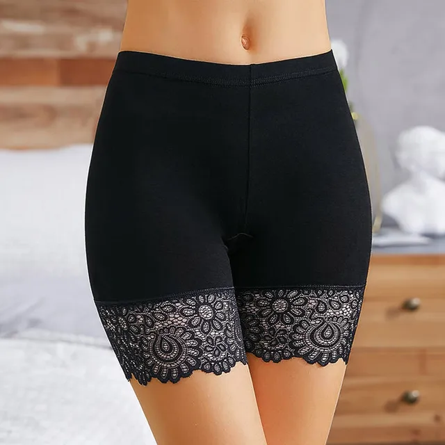 Women Plus Size Safety Pants Elastic Soft Comfortable Modal Material Nude/Black Shorts Lace Safety Short Pants Female Lingerie 3