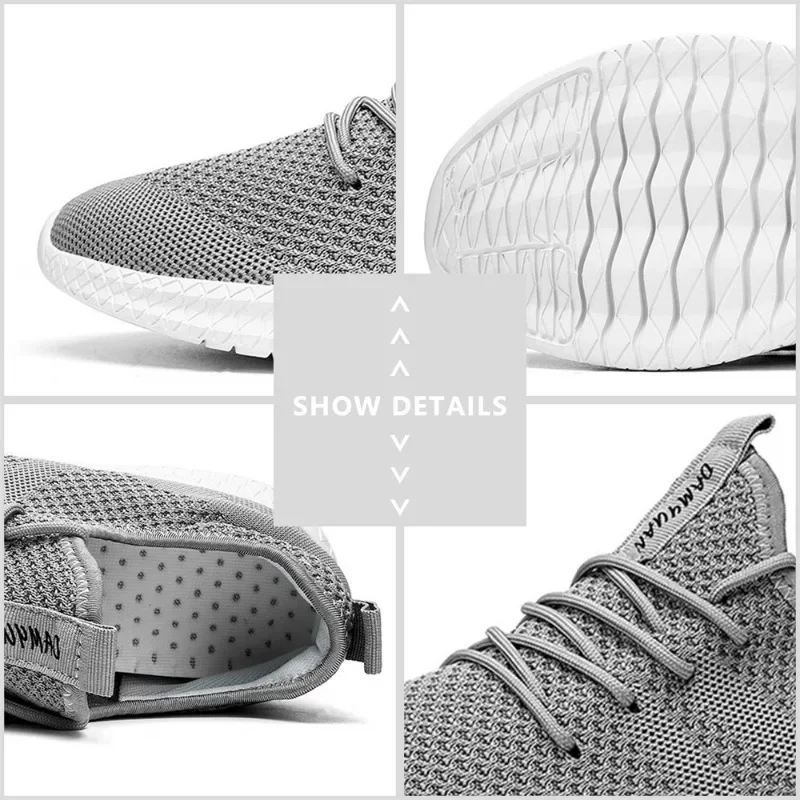 Fujeak Ultralight Breathable Mesh Sneakers for Men Non-slip Casual Running Shoes Fashion Classic Solid Colour Shoes Plus Size 46 6