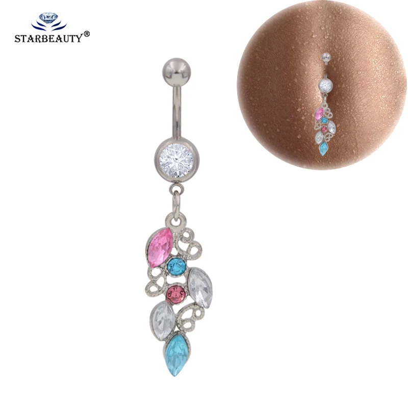 Colorful Crystal Flower Navel Piercing Nombril, Boutique Belly Button