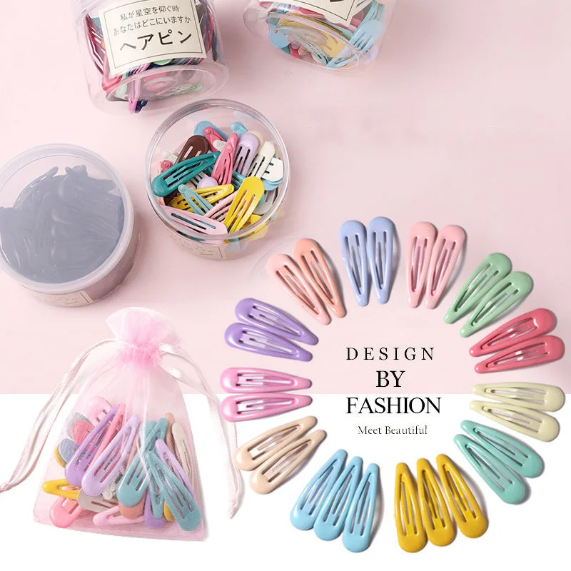 

10/20/30/40 Hair Clips 5cm Women Girls Cute Colorful Waterdrop Shape Hairpins Sweet Barrettes Slid Clip Fashion Hair Accessories