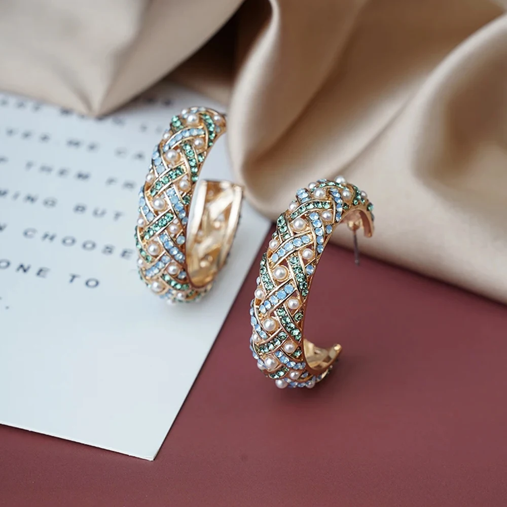 

Shiny Rhinestone Personality Exaggerated Hoop Earrings 2014 Trend Woman Luxury Statement Accessories Fashion Fashion Jewelry