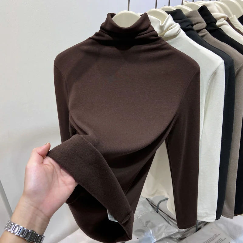 High-neck coffee-colored german velvet thermal underwear