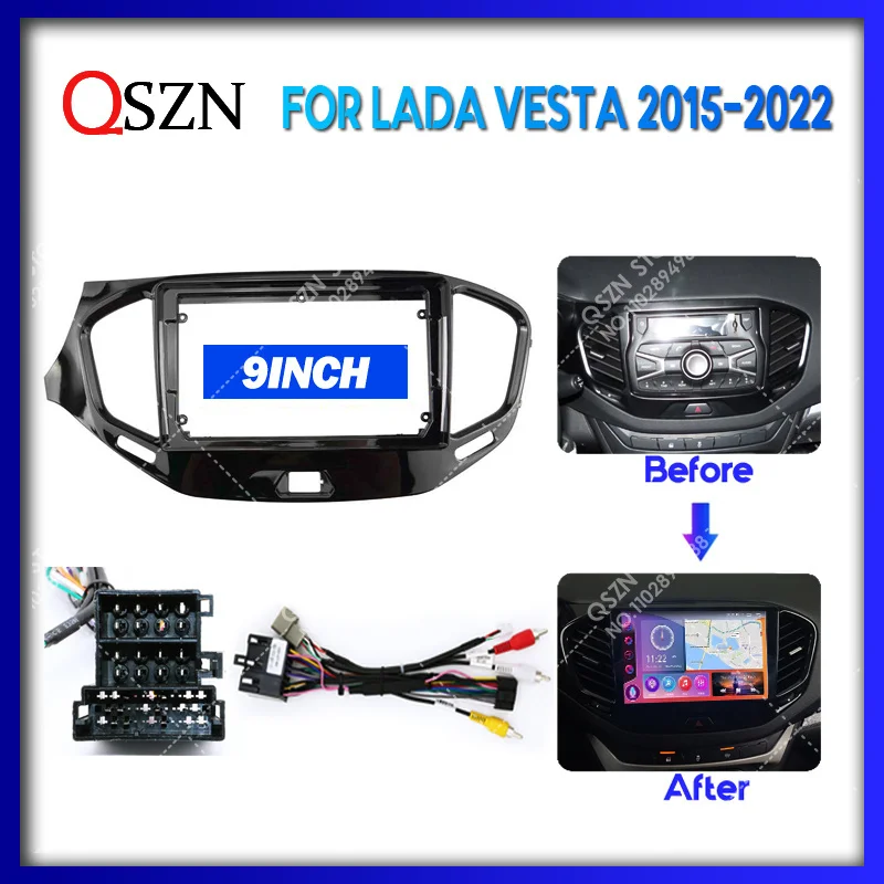 Qszn 9 Pollici Per Lada Vesta Cross Sport 2015 - 2022 Lhd Car Frame Fascia Adapter Decoder Cable Car Radio Dash Head Unit Panel Kit