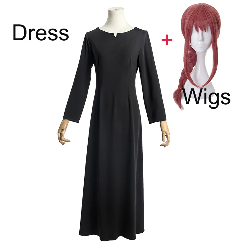 Makima Cosplay Vestido Preto Anime Motosserra Homem Traje Peruca Manga  Comprida Halloween Partido Funde Jogar Uniforme Meninas Mulheres Y0913 De  $150,74