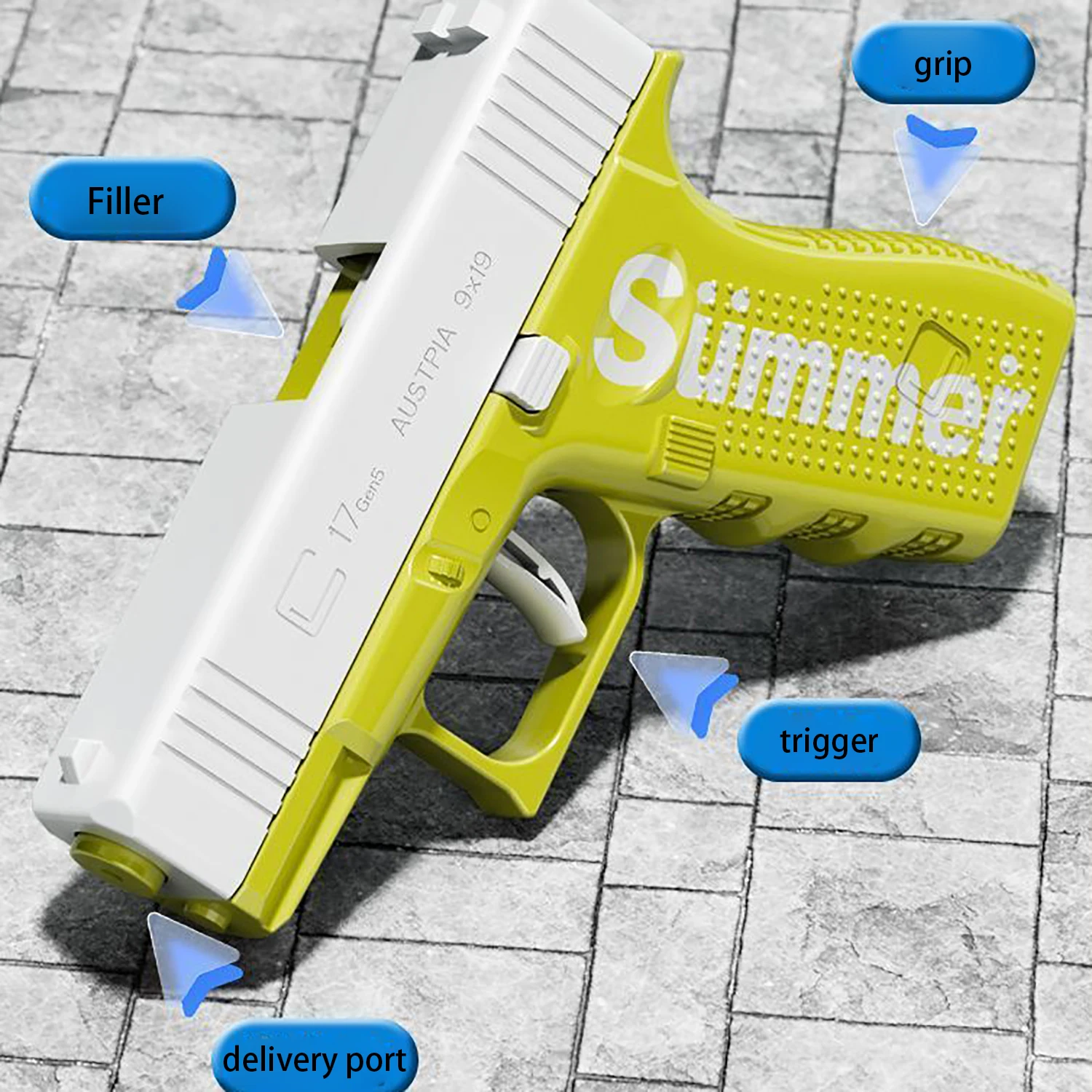 In summer, manually press the water gun to spray water with high pressure and long range, causing continuous water fights indoor 6