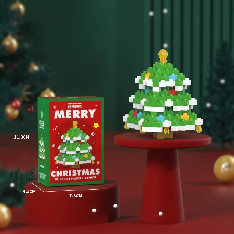 DIY Christmas Building Blocks Toys Santa Claus Snowman Reindeer Puzzle Assembly Model Home Decor Xmas Party Gift Favors New Year