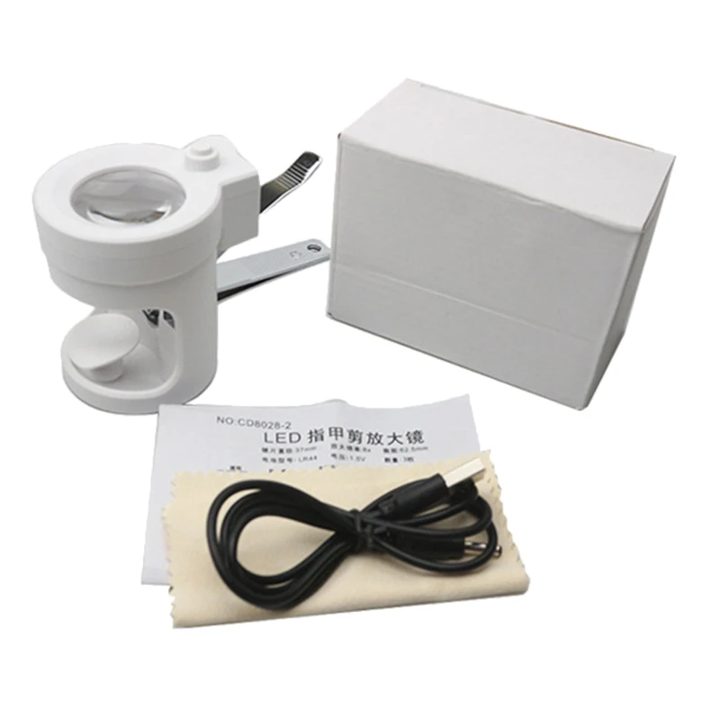 

Лупа с ножницами для ногтей, 8-кратная лупа, ручной нож для ногтей, безопасность