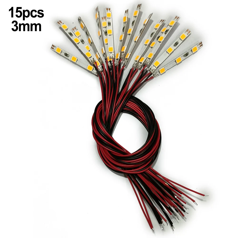15pcs Pre Wired White Strip Led LED Light Self-Adhesive Flexible 12V ~ 18V 20 CM Model Railroad Track Side Accessories