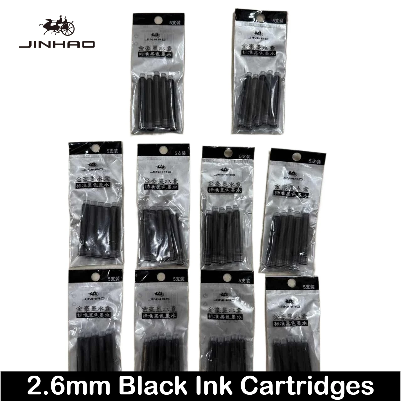 JINHAO 100/10/5 PCS 블랙 2.6mm 만년필 잉크 카트리지 리필 학생 만년필 잉크 문구 사무실 학교 용품