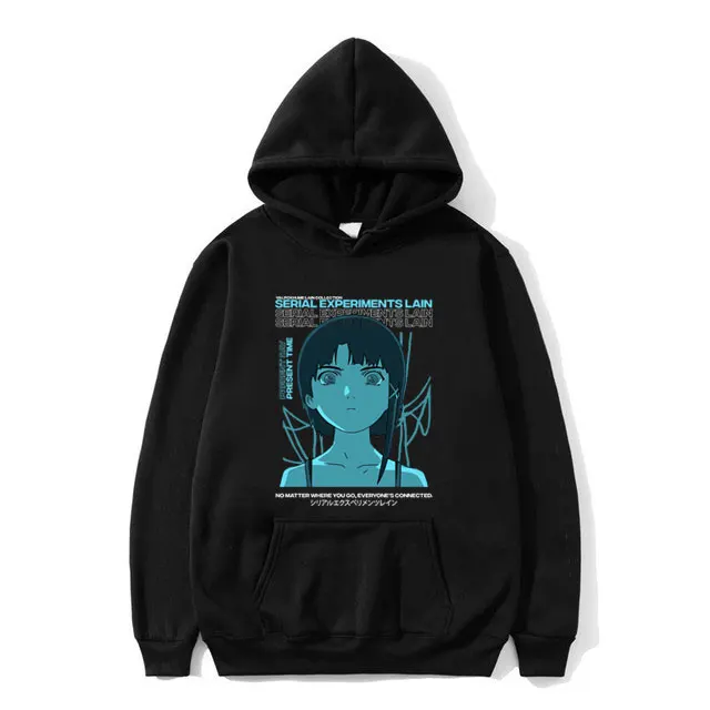 

Anime Serial Experiments Lain Graphic Print Hoodie Men Women's Causal Sweatshirt Classic Vintage Iwakura Manga Girl Sci Fi Hoody