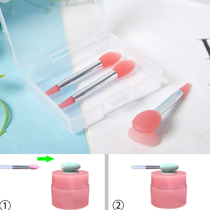3PCS Silicone Lip Balms Lip Mask Brush With Sucker Dust Cover Lipstick Cosmetic Makeup Brushes Lipstick Brush Storage Box 3