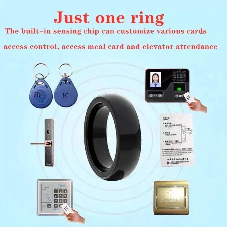 Dual Chip 13.56MHz 125KHz Encrypted Access Ring Attendance Elevator Ring NFC Inductive Fingerprint Lock CUID T5577 Card 2
