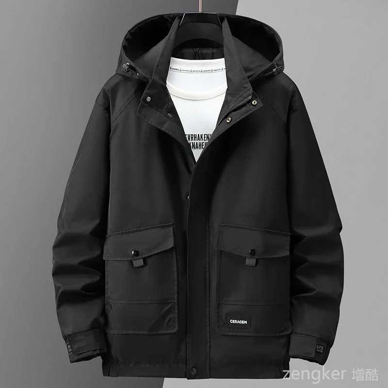 New Arrival Men's Plus Size Workwear Jacket with Hood - Spring and Autumn Windbreaker Coat 10XL 9xl jacket for men 3