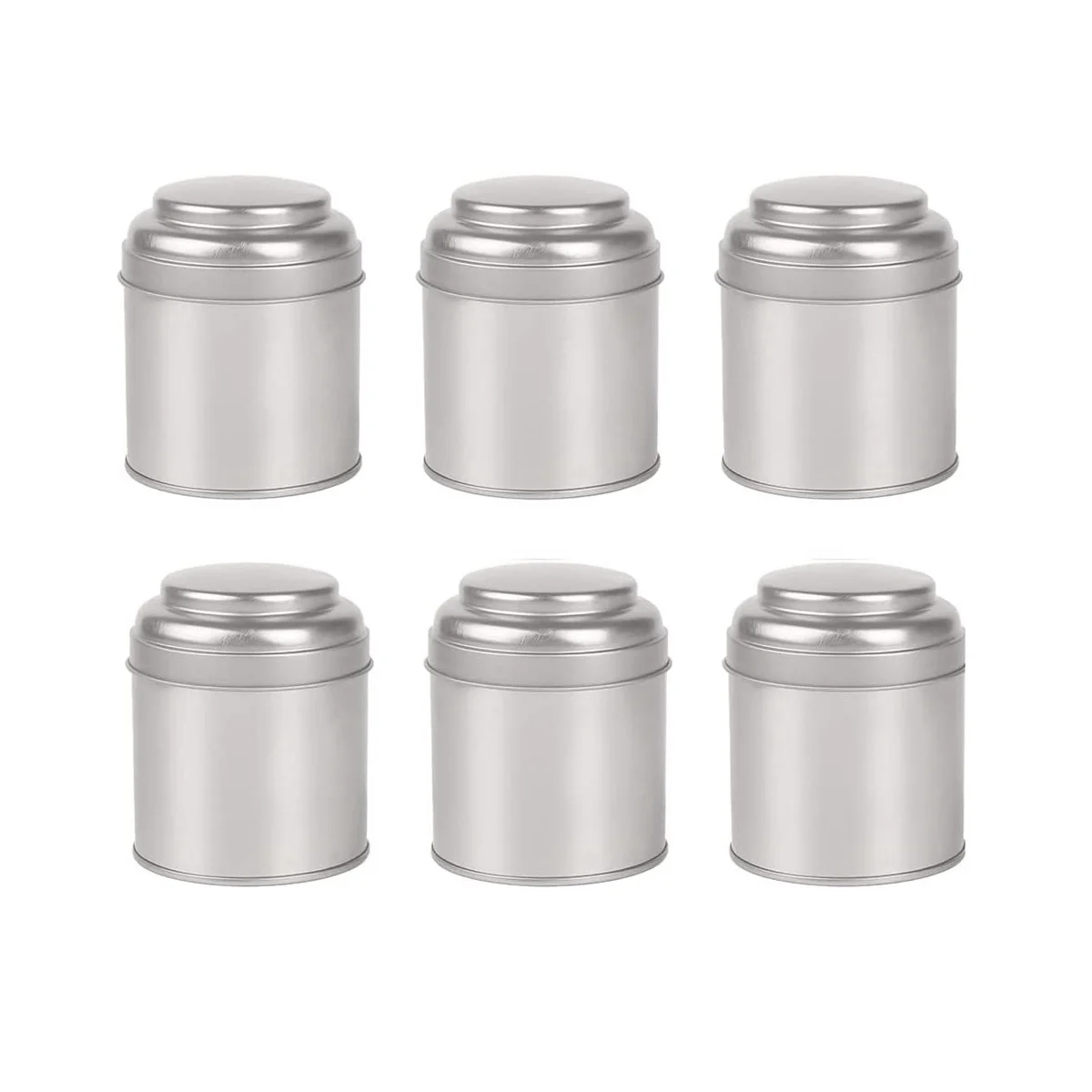 

6Pcs Tea Tins Canister with Airtight Double Lids,Mini Tin Can Box and Small Round Kitchen Canisters for Tea (Silver)