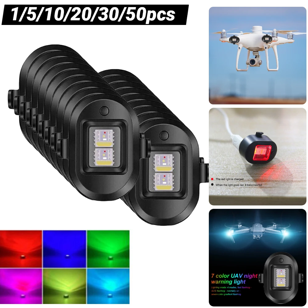 Universal LED Light Strobe Warning Light 7-color Rechargeable Aircraft Emergency Anti-Collision Taillight Warning Lamps - AliExpress