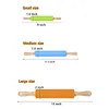 1/4Pcs Non-Stick Silicone Rolling Pin Wooden Handle Pastry Dough Flour Roller Kitchen Cooking kid Baking Tool For Pasta Dough 2