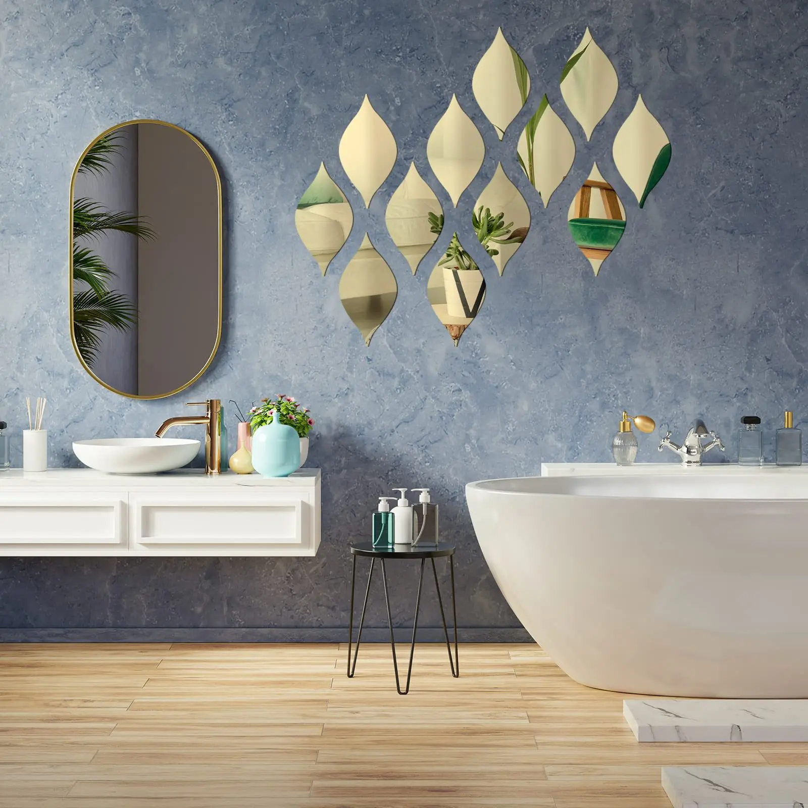 Acrylic Bathroom Leaf Mirror Wall Sticker 10pcs Home Decoration Self-adhesive Waterpoof Art Mural Living Room Kitchen Wallpaper wall sticker mirror wall sticker acrylic wall sticker