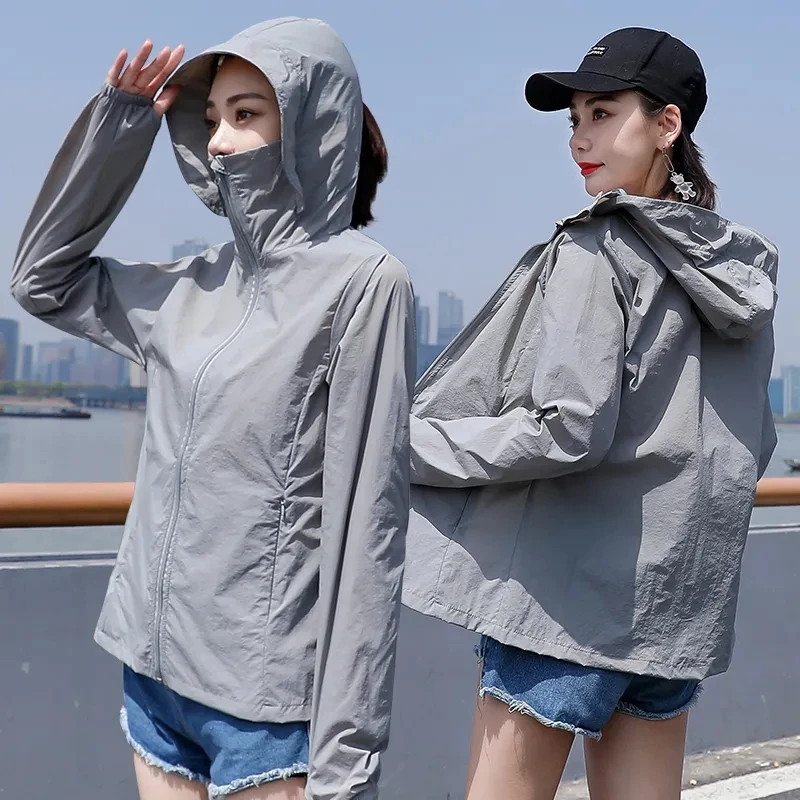 UV Sun Protection Clothes Women Hooded Thin Coat Long Sleeve