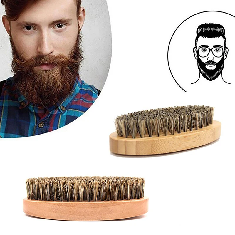 

Natural Boar Bristle Beard Brush For Men Bamboo Beech Wooden Mustache Brush Soft Face Cleaning Tool Massage Styling Barber