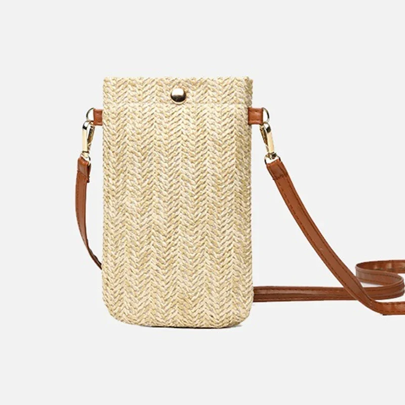

Fashion Women Straw Ladies Crossbody Messenger Bag Summer Bohemia Beach Rattan Shoulder Bag Small Solid Mobile Phone Coin Purse