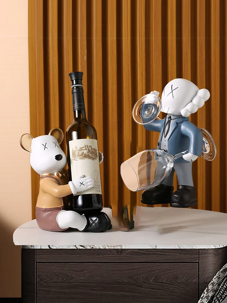 

Modern Bear Wine Rack Bottle Holder, Animal Miniature Figurines, Kawaii Home Decoration Accessories, Living Room