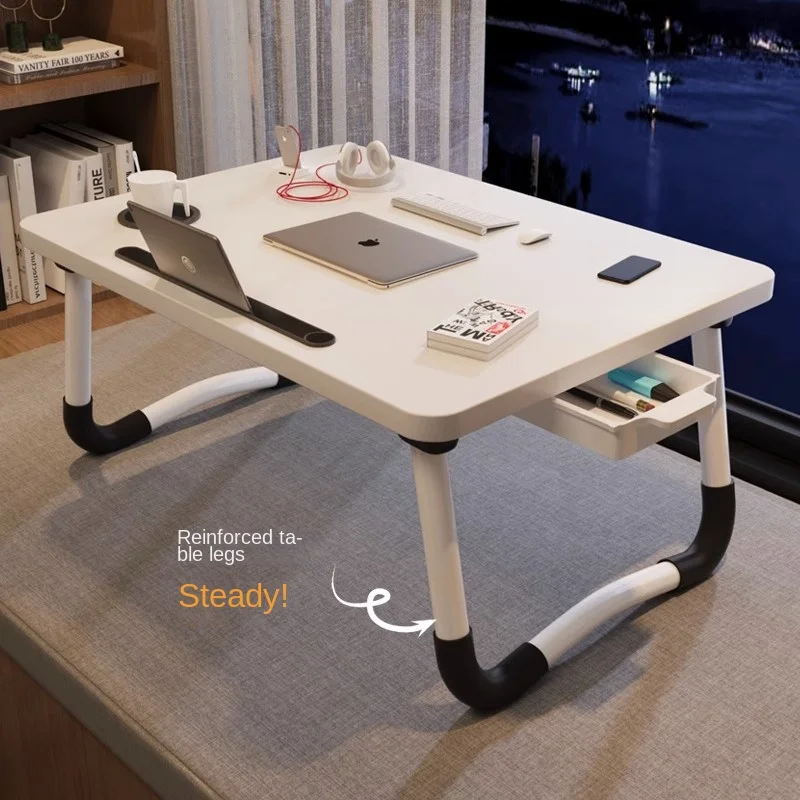 folding drawer laptop desk simple student dormitory study multifunctional computer desk small laptop table household furniture Folding table bed computer desk, dormitory laptop desk, study table