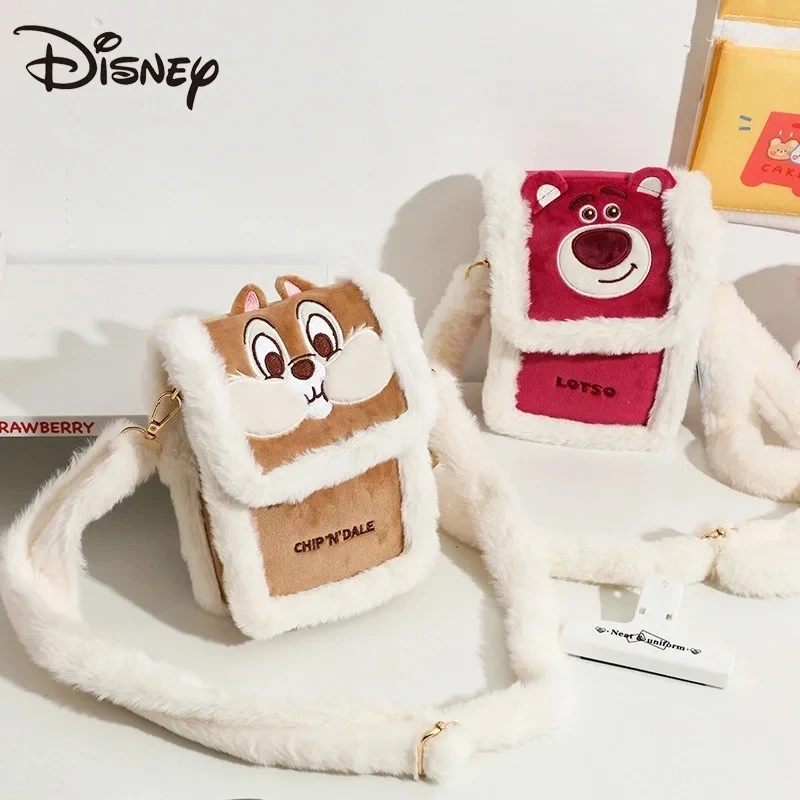 

Disney Chip Plush Shoulder Bag Lotso Fashion Casual Plush Commuter Bag Girls Crossbody Bag Autumn And Winter Mobile Phone Bag