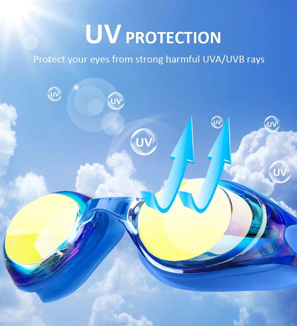 Professional Anti-Fog Swimming Goggles Waterproof Swim Glasses for Men Adjustable Nose Bridge Eyewear 2