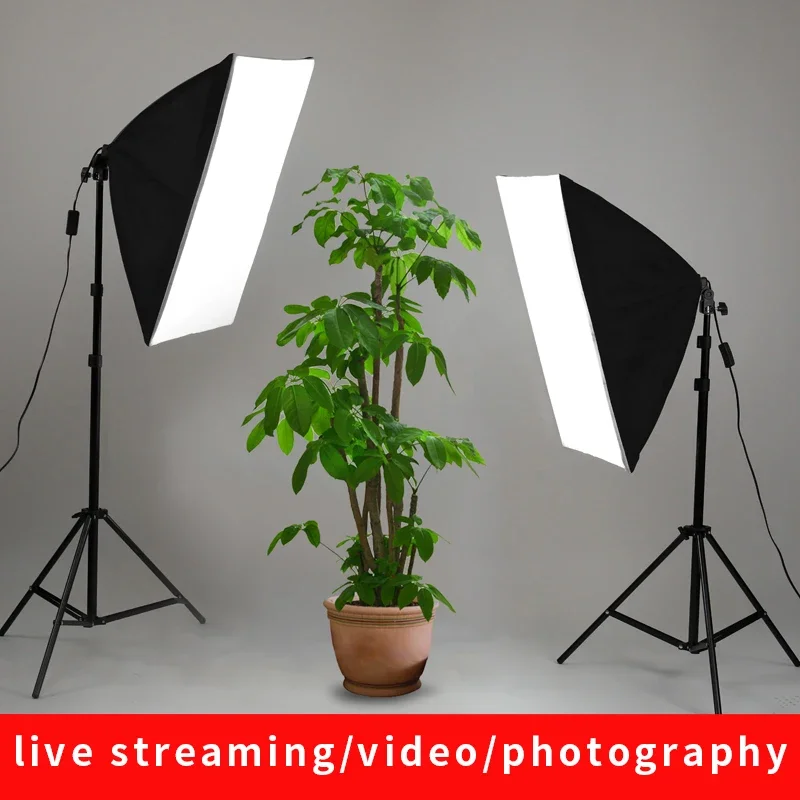Photography 50x70CM Softbox Lighting Kits Professional Light System With E27 Photographic Bulbs