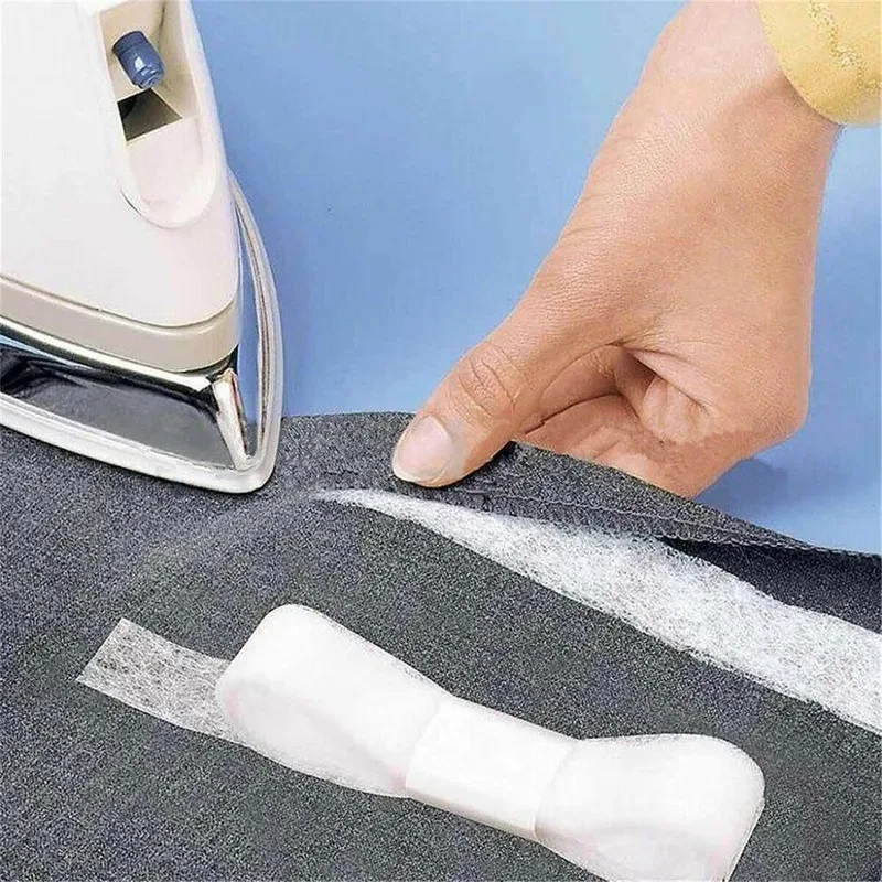 1/2roll Double-sided Non-woven Interlining Adhesive Tape Iron On Tape Edge Shorten Repair Pants For Hats Clothes Sewing Crafts