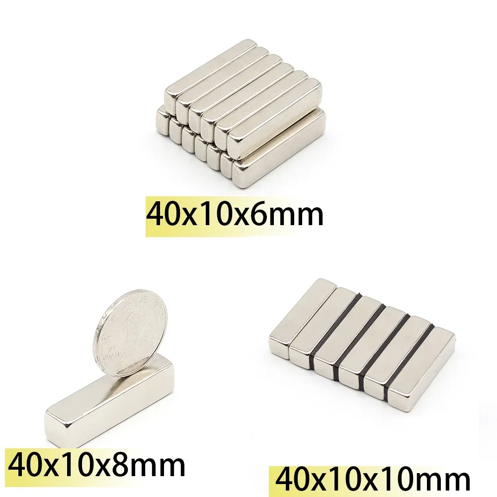 N35 40x10x6mm 40x10x8 40x10x10 Rectangle Square Rare earth scooter Neodymium Bar Block Strong Magnets Search Magnetic Bar Ndfeb