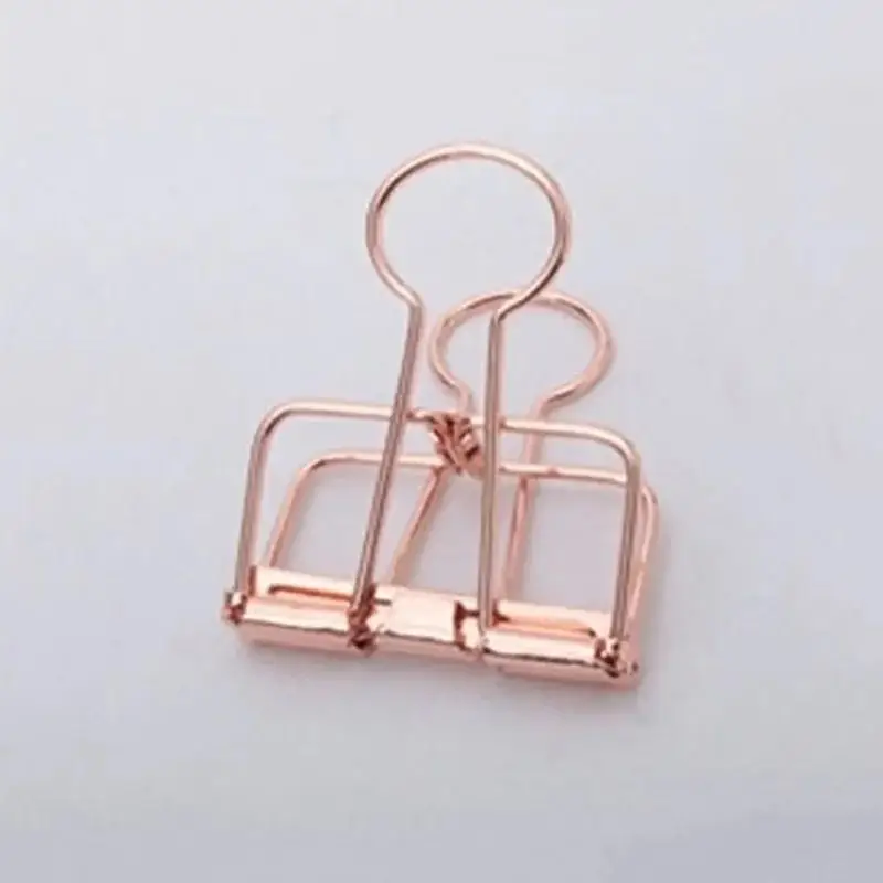 5Pcs Rose Gold Metal Binder Clips Office Binding Supplies Paper Documents School Accessories Kawaii Photo Decorative Bookmark