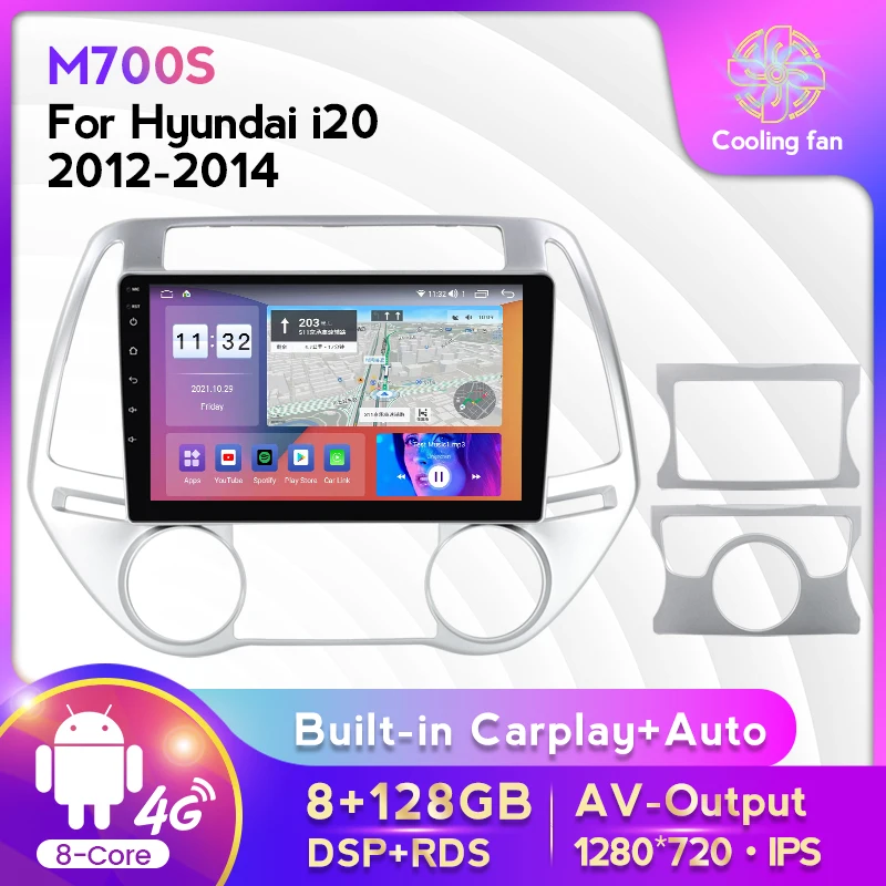 

Автомагнитола на Android 11 8 + 128 ГГц, для Hyundai I20 2012-2014 автомобильные интеллектуальные системы, GPS-навигация, 8-ядерный процессор встроенный Carplay Wi-Fi + 4G DSP