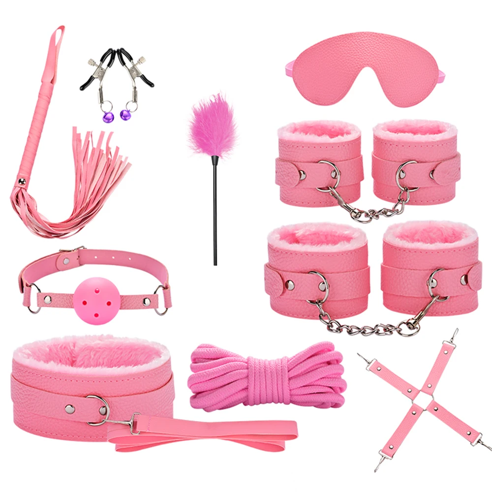 Sex Toy Kit Bondage Restraints Set Adult Toys Sex Games Erotic Toys Anal plug Handcuffs Whip Gag Bdsm Kits Sex Toys for Couples