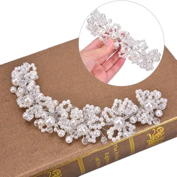 Fascia per capelli da sposa, fiore di cristallo, tiara, corona, perla, strass, fascia per capelli