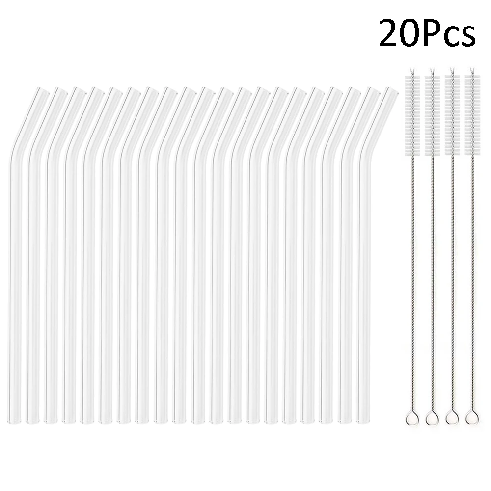 High Borosilicate Glass Reusable Drinking Straws Set - Eco-Friendly Bar Accessories for Bubble Tea and Smoothies