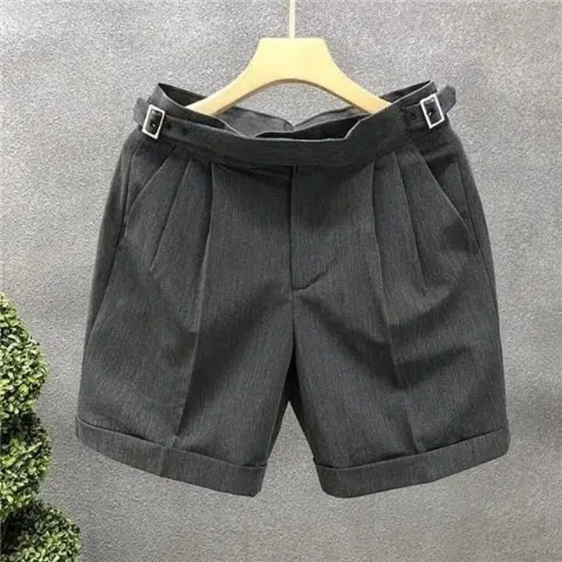 Invisible Open Crotch Outdoor Sex Business Summer Wear Men Suit Pants Slim Shorts Outfit Vintage Beach Activewear Casual Short