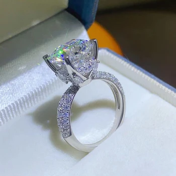 Luxury 5Carat D VVS1 Moissanite Wedding Ring S925 Silver Plated 18K White Gold Classcial Four Claws Engagement Ring GRA 2