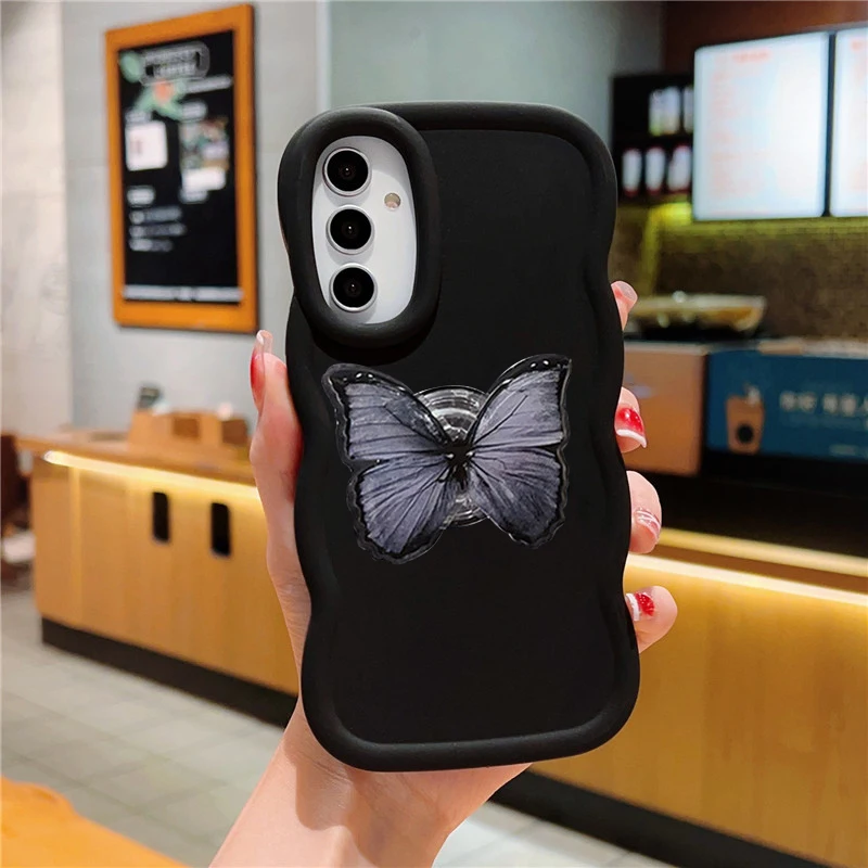 Custodia per telefono con supporto a farfalla 3D per Samsung Galaxy A52 A51 A50 A30S A20 A13 A12 A32 A25 A24 A23 A05 S A11 Cover morbida in silicone_voghion.com